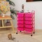Costway 10-Drawer Storage Cart Utility Rolling Trolley Kitchen Office Organizer Black/Clear/Macaron/Grey/Black Gardient/Multicolor/Pink/RainbowithWhite/Hot Pink/Skin Pink/Purple
